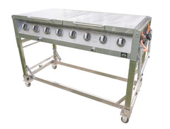 Gasgrill til udendørs brug med 8 brændere (Hjul og håndtag skal monteres på)