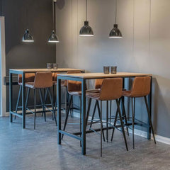 Højbord til kantine og restaurant - Decor-laminat eg - 130 x 70 cm - Indendørs - 4 pers.