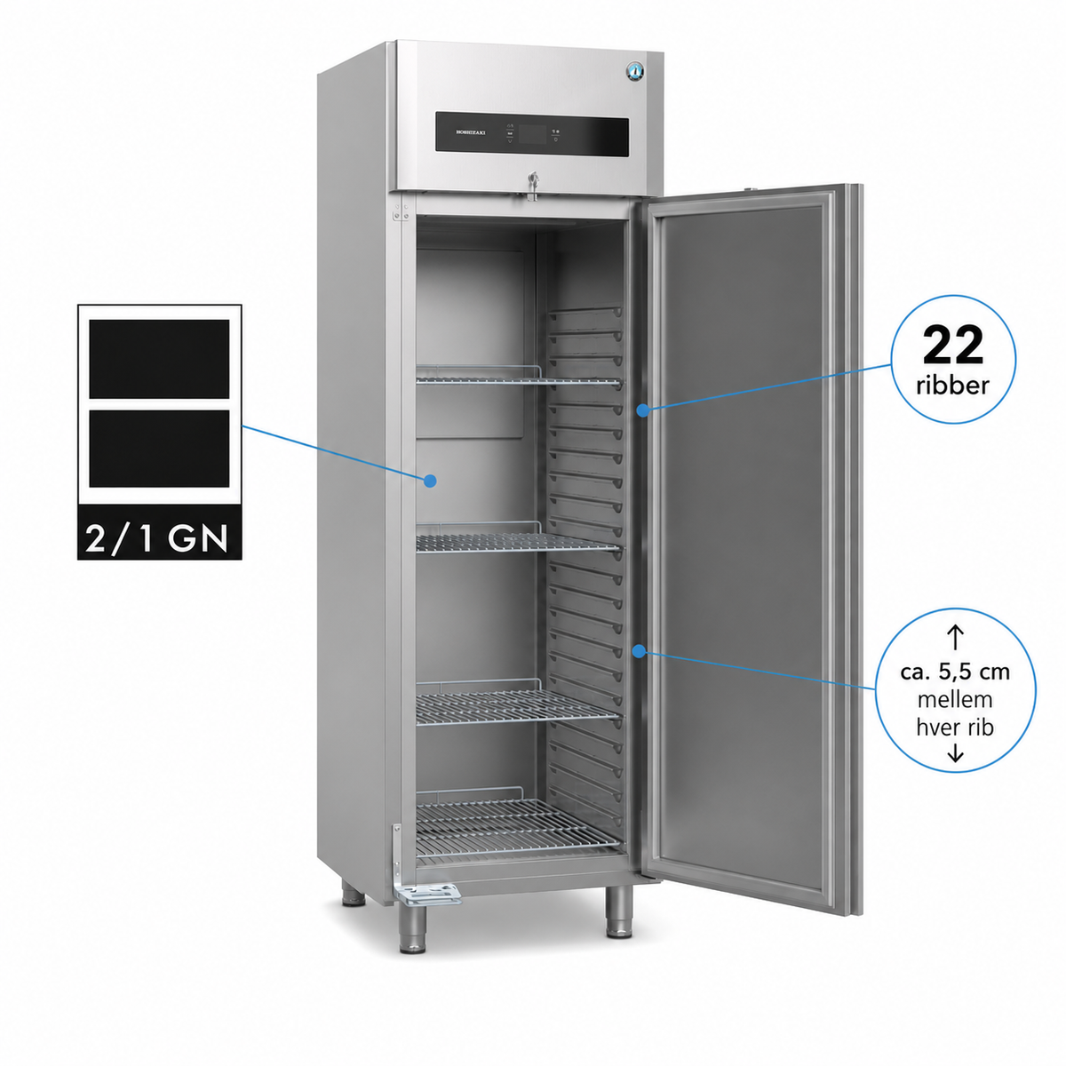 Lagerfryseskab - Hoshizaki Premier F70 L DR - 52 dB - 4,85 Kw/24 timer