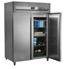Lagerkøleskab dobbelt - Tefcold RK1420X1 - 47 DB - 1,27 kW/24 timer (GN 2/1)