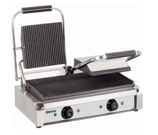Dobbelt klemgrill - Bartscher 2R - Rillet - 3,6 kW - 47 x 23 cm plade