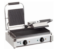 Dobbelt klemgrill - Bartscher 2R - Rillet - 3,6 kW - 47 x 23 cm plade